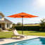  Parasol de patio extérieur avec système d'inclinaison et de manivelle à bouton-poussoir, auvent imperméable à l'abat-jour pour terrasse et jardin, orange