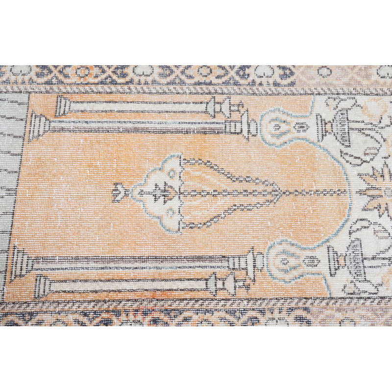 Tapis Oushak Antique Antique en laine orange vif - petit tapis décoratif rétro