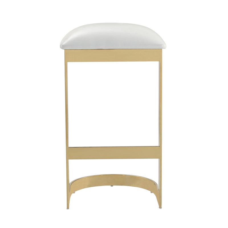 Upholstered Counter Stool with Metal Frame, White