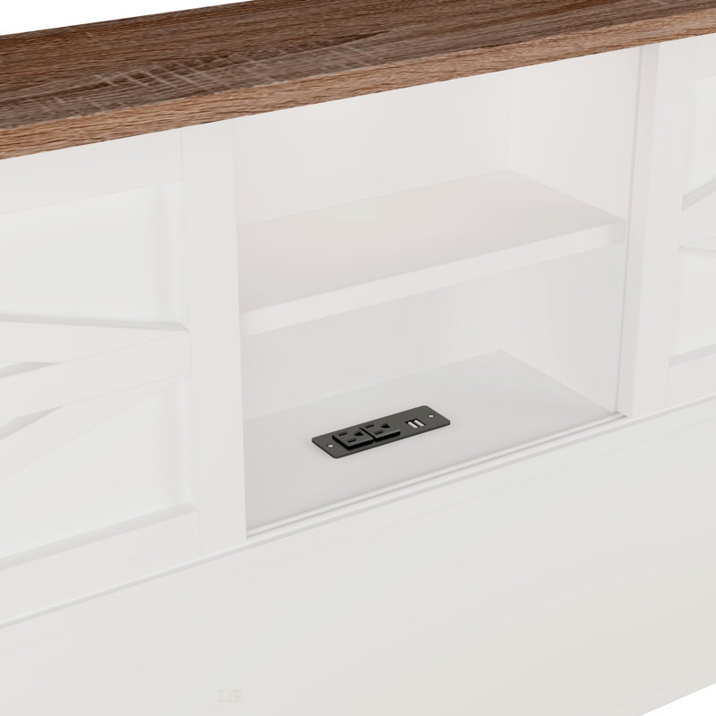 Lit plateforme Farmhouse avec porte de grange coulissante double, lit en bois rustique avec station de charge, support à lattes de bois