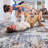  Ivory / Blue/ Abstract Doormat Rug-1833745240