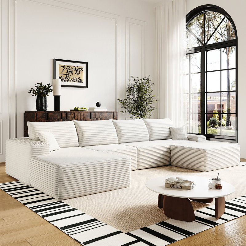 Upholstered Sofa, 38.15" H x 136.15" W x 69.31" D