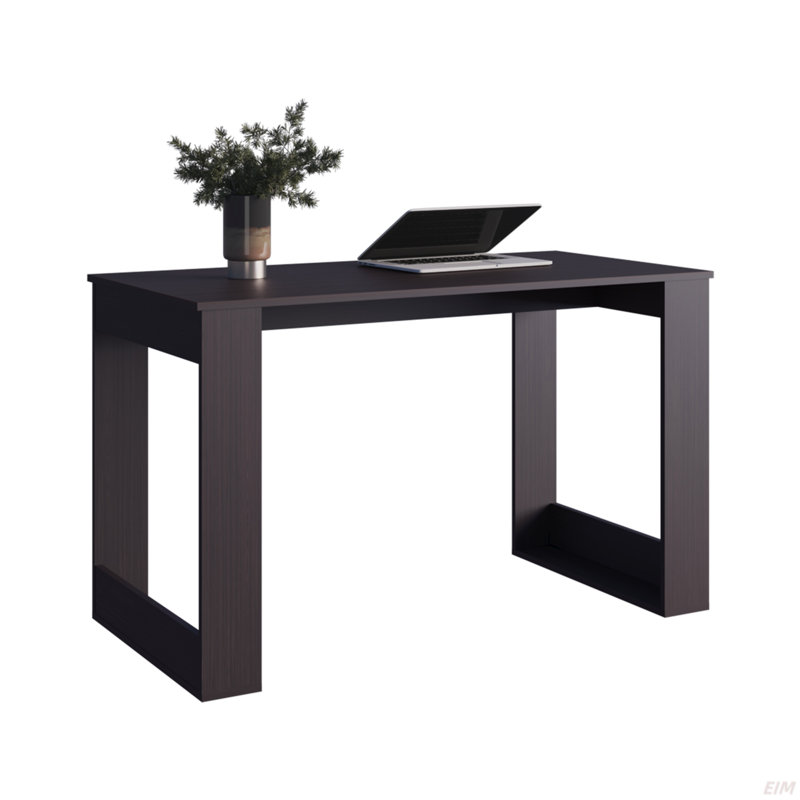 Bureau d'ordinateur Albion avec une grande surface de travail et des pieds, Noir