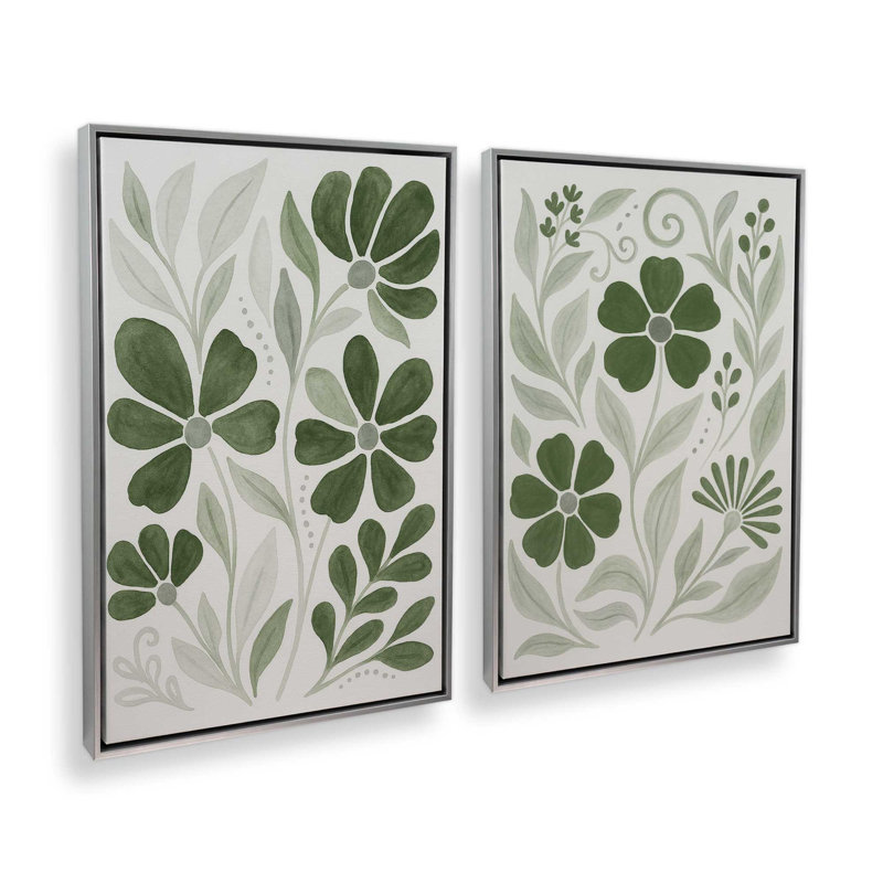 «Garden Whispers», ensemble de 2 impressions, 48 po x 32 po, Cadre flottant en chrome poli