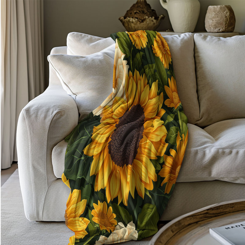 Jeté Golden Fusion Bouquet - 1 pièce Sherpa Bla Premium, L 50 po x L 60 po
