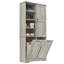 Armoire de rangement pour salle de bain avec portes et tiroirs, panier à linge inclinable, plusieurs espaces de rangement, style autoportant, tablette ouverte, tablette réglable