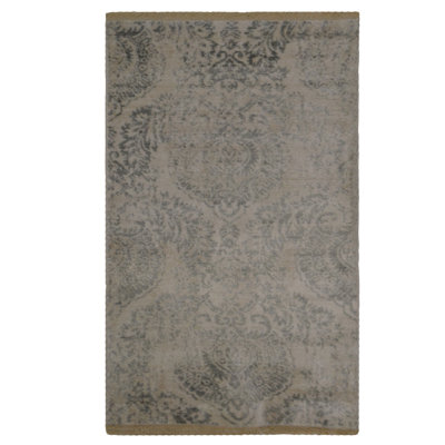 Machine Made Polyester Area Rugs - Rectangle | Ivory Color, Oriental Design, Low Pile Machine Made Area Rugs for Living Room, Bed Room