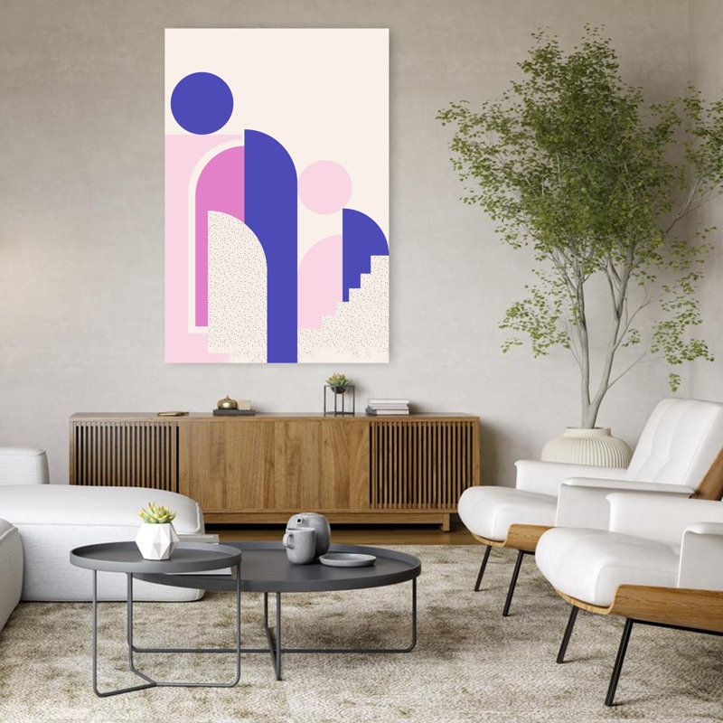 Art contemporain avec art géométrique audacieux, H 48 po x l 32 po