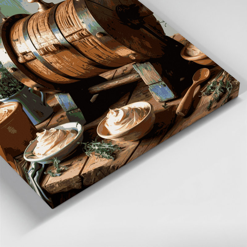 «Farm Butter Churns», art mural sur toile brun, H 11 po x l 14 po