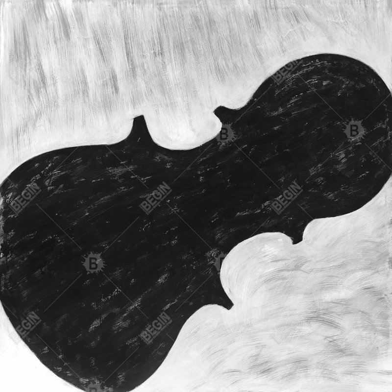Silhouette de violon, toile blanche | Art décoratif monochrome