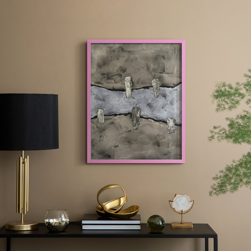 «Stonemasonry II», reproduction encadrée - bois massif, Rose, H 15 po x l 12 po