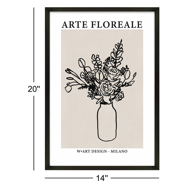 Arte Floreale Set by Romina Gadler, 20" H x 14" W, Black Paper Framed