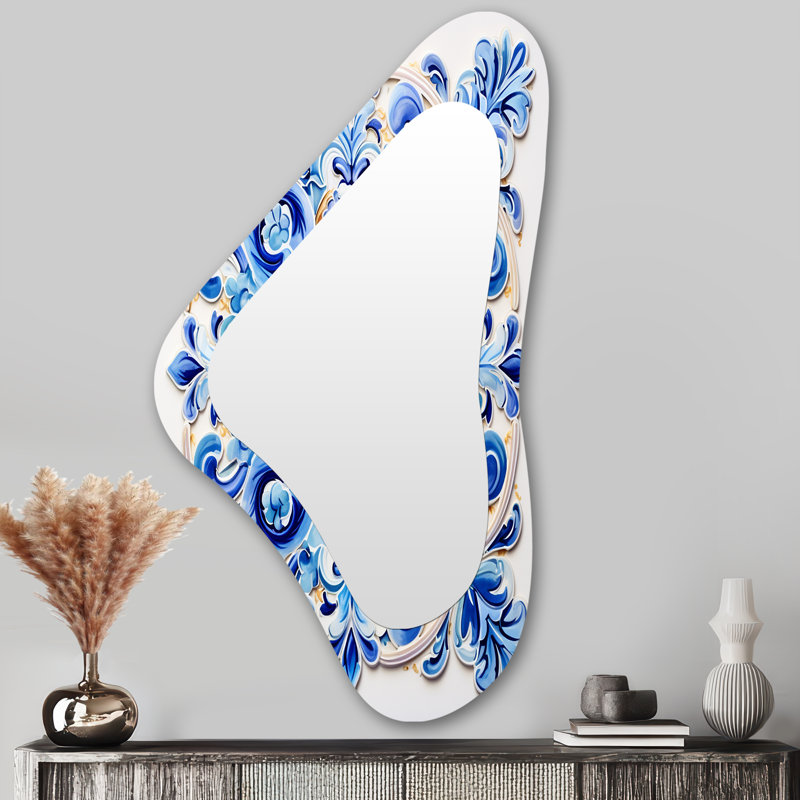Motif floral mosaïque bleu azur