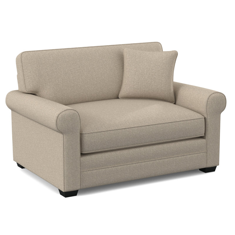 Bedford 57" Twin Sofa Bed, Black Finish, Eggshell Crypton Performance; 0884-93, 5" Innerspring Mattress
