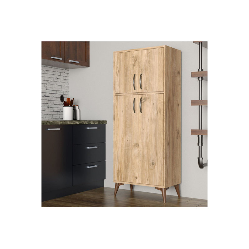Modern Multi-Purpose Cabinet, Atlantic Pine, 24.6 x 61.0 x 13.8 inches | 100% Melamine Coated Particle Board, Thickness: 0.7 inches | Numerous Shelves for Additional Storage, Stylish and Functional Design for Home or Office