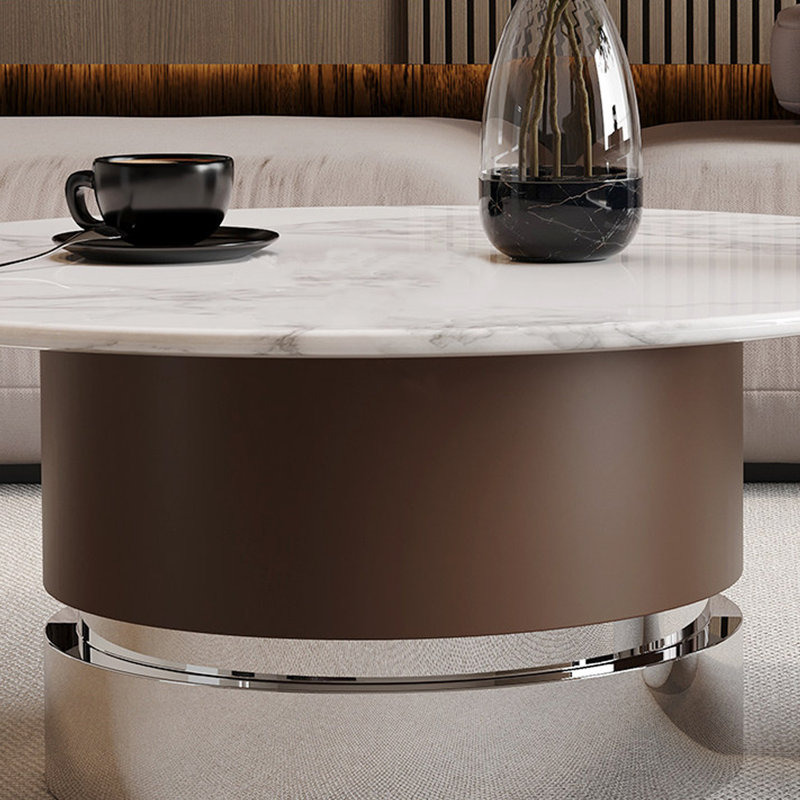 Table basse en marbre avec base en métal robuste