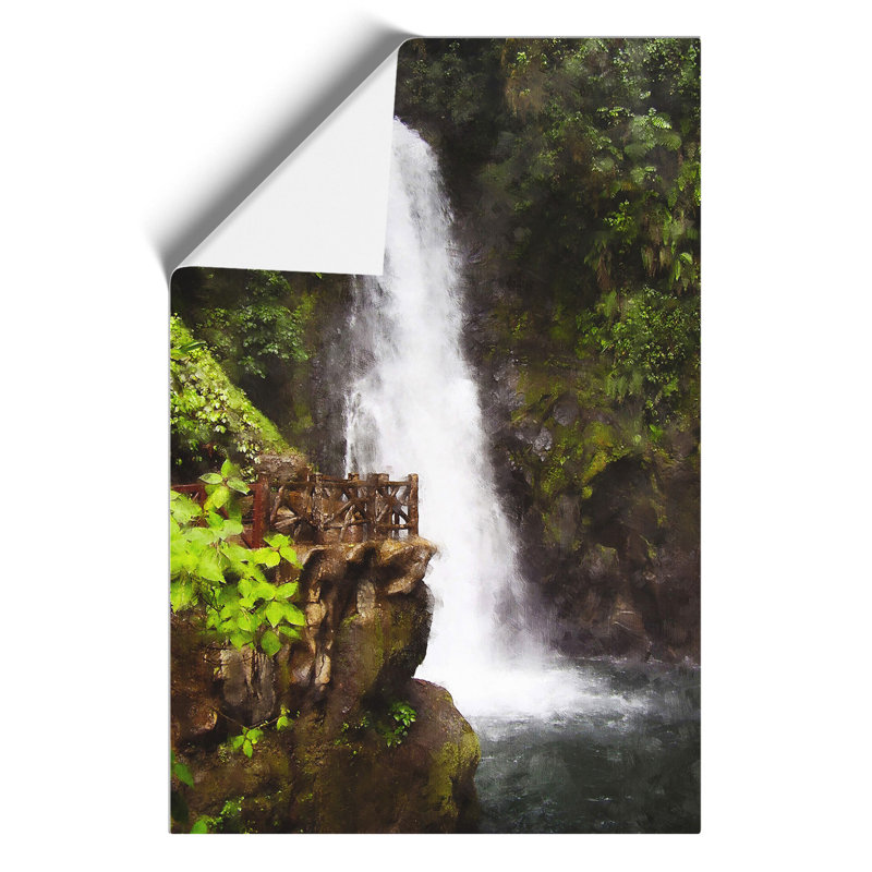 Costa Rica Waterfall Painting - Frameless Print, 30cm H x 21cm W x 0.1cm D