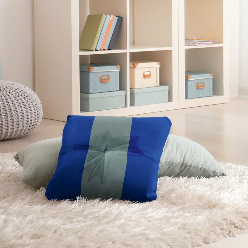Coussin de plancher touffeté , 30 po x 30 po, Bleu / Argent à domicile
