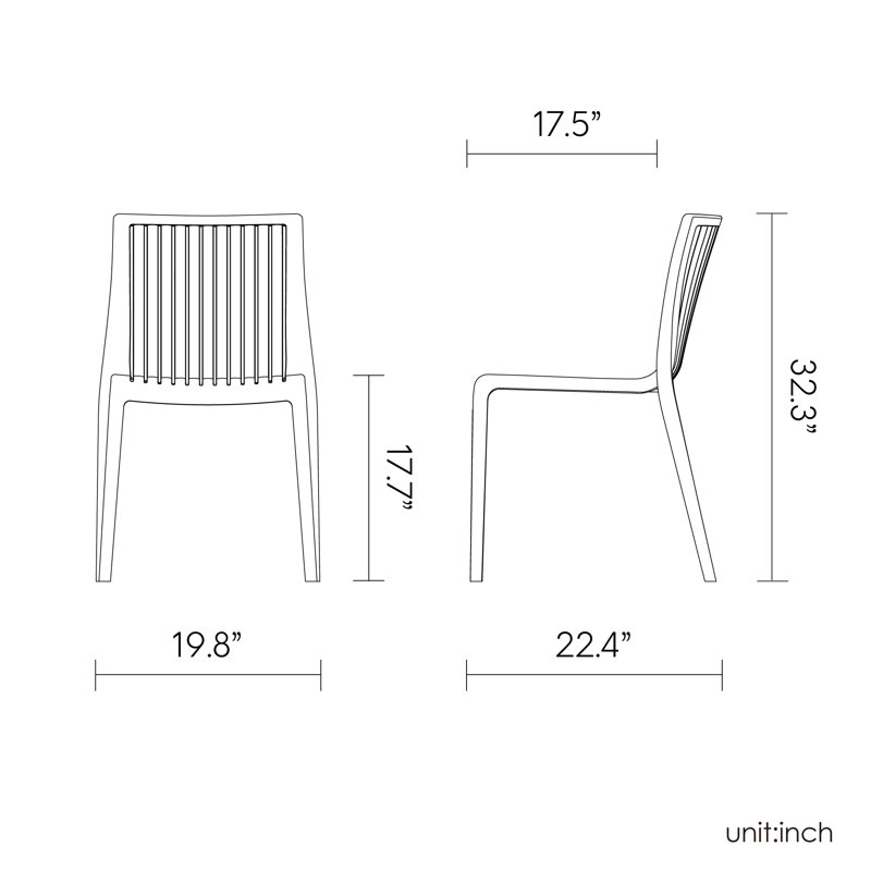 Mitchal Stacking Patio Dining Side Chair, Black
