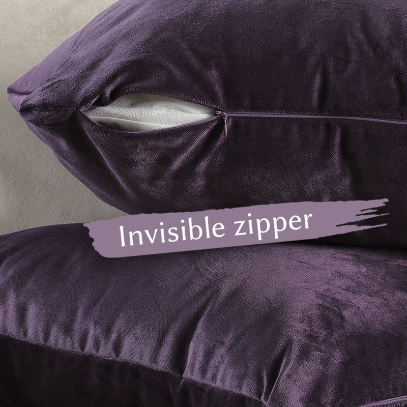 Matte Velvet Pillow Cover, 22" x 22", 48 Eggplant