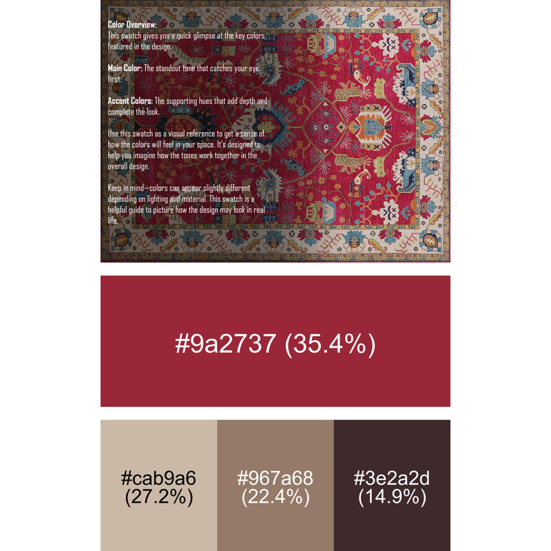 Tapis à motif oriental rose, Rectangle 8 pi x 12 pi