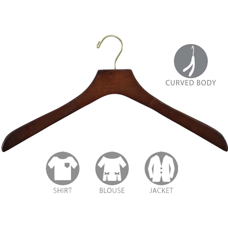 Cintre pour manteau en bois, Noyer / Laiton, 25