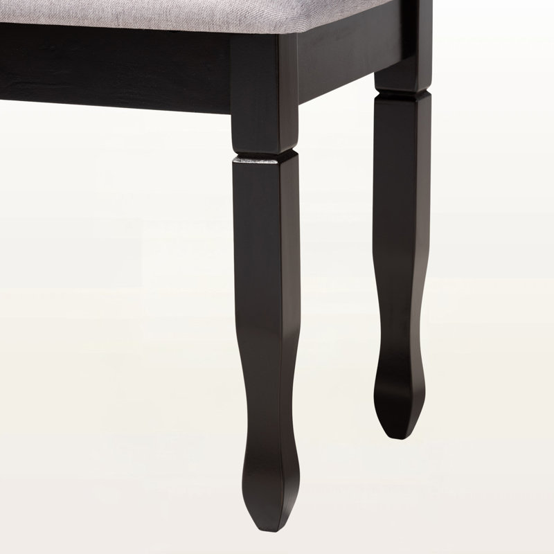 Banc rembourré en tissu gris avec bois brun foncé Gethyn, H 18,9 po x l 47,8 po x P 16,1 po, Gris, Marron foncé