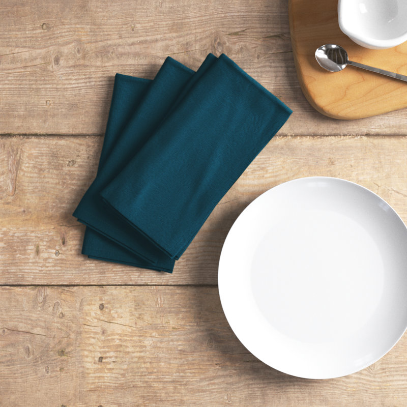 Alvia 100% Stone Washed Linen Napkins, 20" x 20", Dark Blue