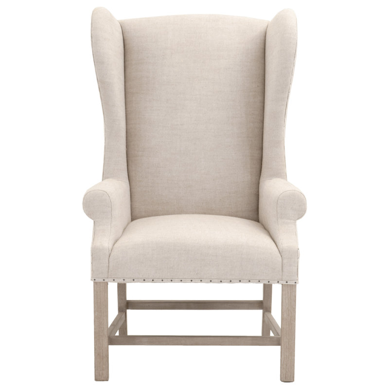 Bahia Upholstered Wingback Chair, Bisque Linen Blend