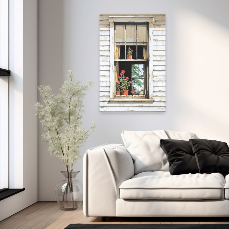 Window Geraniums Contemporary Geranium Flower Art, 36" H x 24" W