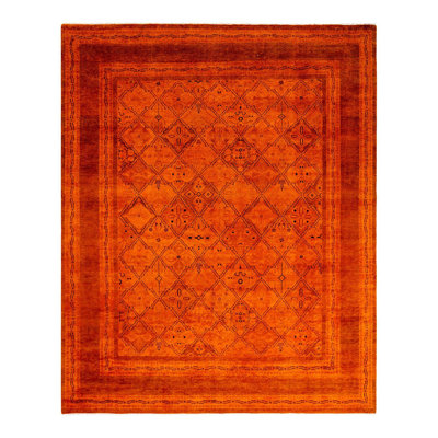 Tapis orange noué à la main de conception unique Holsworth
