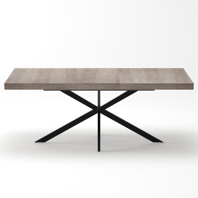 55" - 71" Industrial Extendable Dining Table With Hidden Storage And X-Base