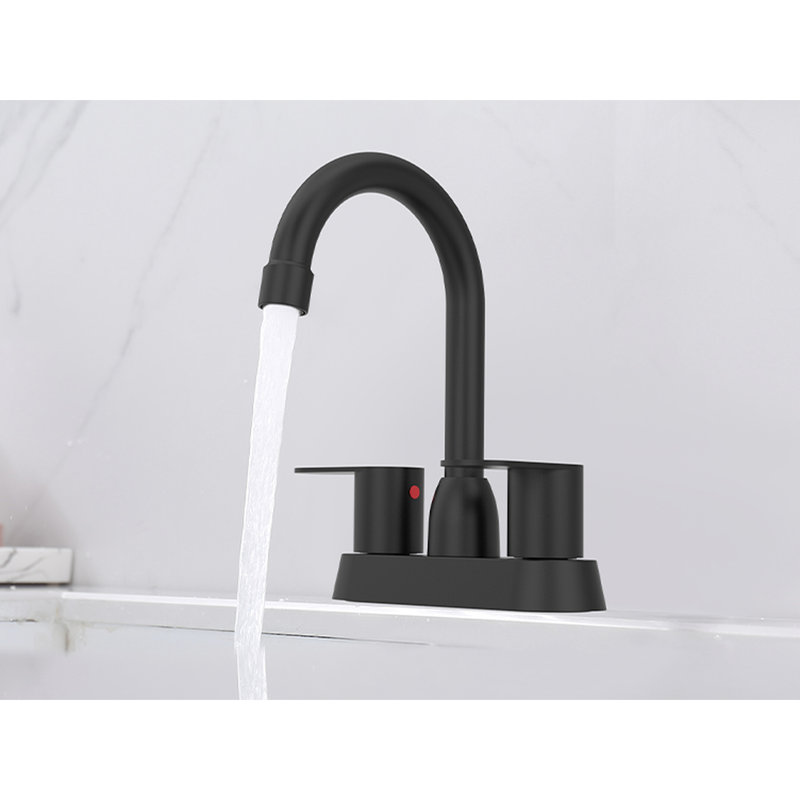 Matte Black Bathroom Sink Faucet - 360 Degree Rotatable Spout, Construction 2 Lavatory Swivel Build