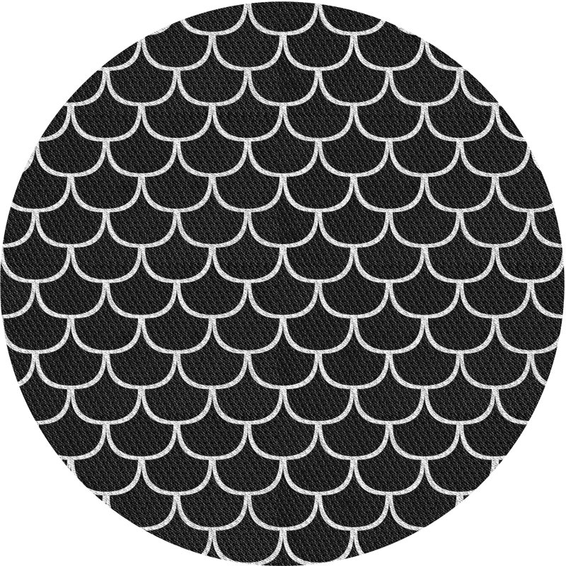 Tapis décoratif géométrique noir Schreiber, Rond 3 pi