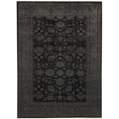 Tapis noir noué à la main de haute qualité