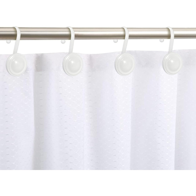 Anneaux de crochets de rideau de douche blancs, crochets décoratifs pour rideau de douche, anneaux de douche modernes antirouille et tringles à rideaux de salle de bain, lot de 12