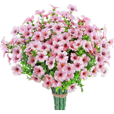 Kbndieu Artificial Fake Flowers for Home Decor 8 Bundles Artificial Outdoor Flowers Fake Flowers Green Shrubs Garden Porch Outdoor Artificial Flowers Decorate