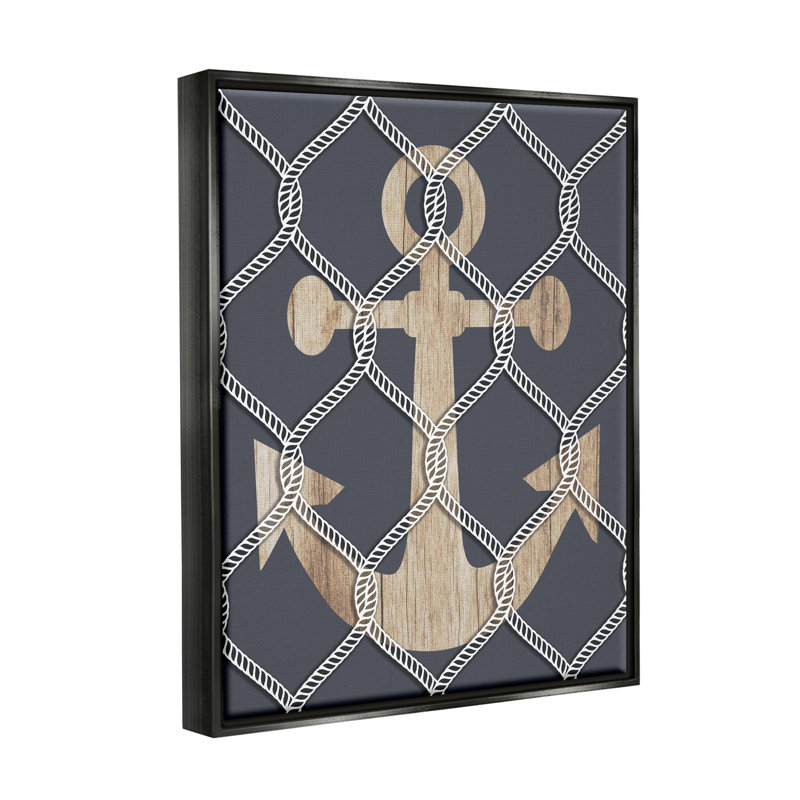 Art mural nautique sur toile flottante par Lil 'Rue, Cadre flottant noir de jais, H 21 po x l 17 po x P 1,7 po