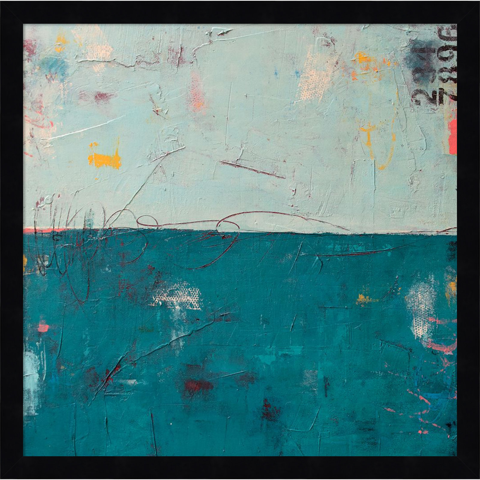 Blue Bay Hideaway Print by Erin Ashley, 17" H x 17" W, Black
