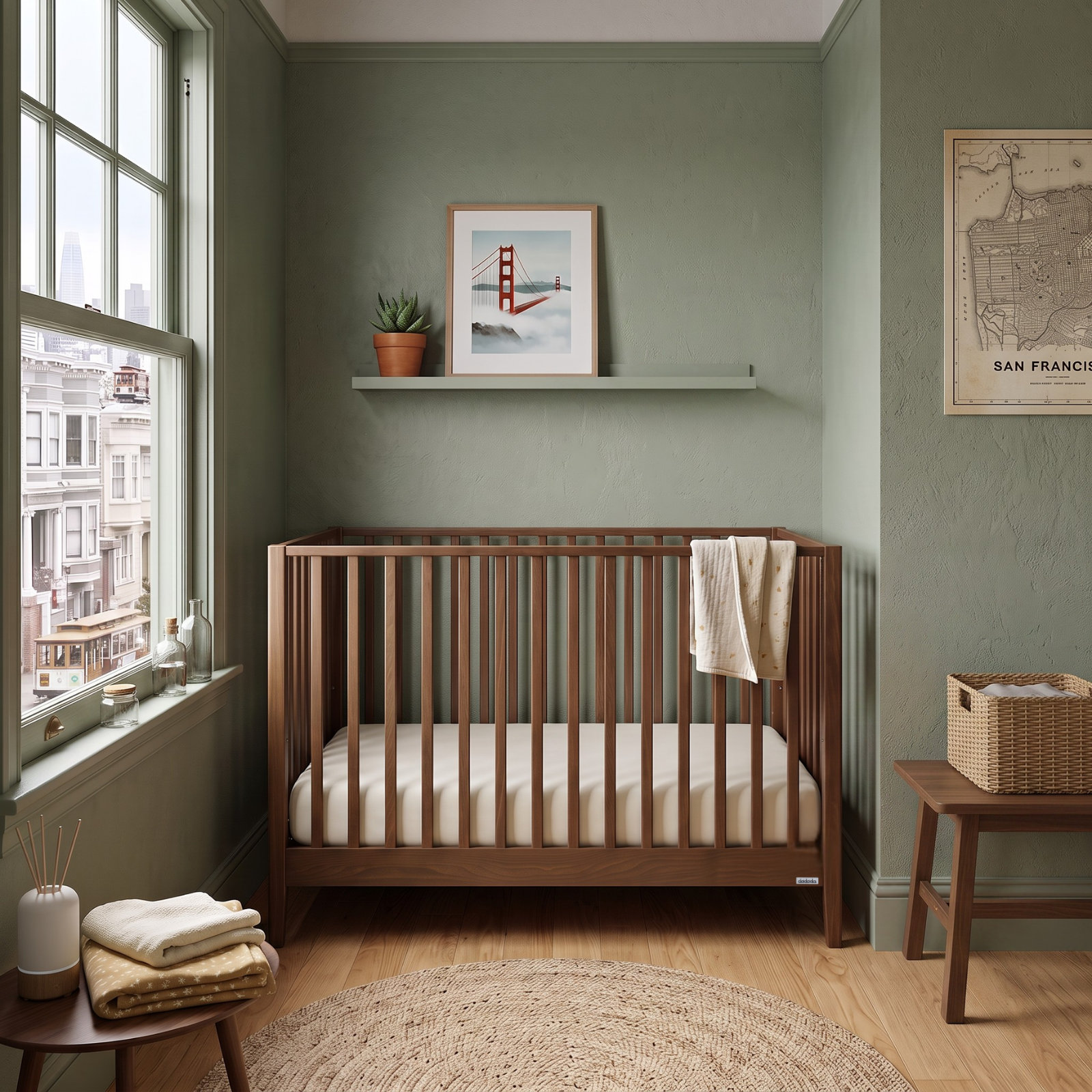 GreenGuard Certified 3 -in-1 Convertible Crib, Walnut