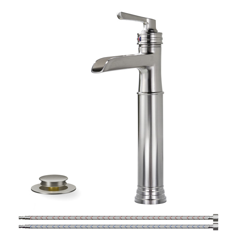 Vessel Bathroom Faucet With Drain Assembly, Brushed Nickel