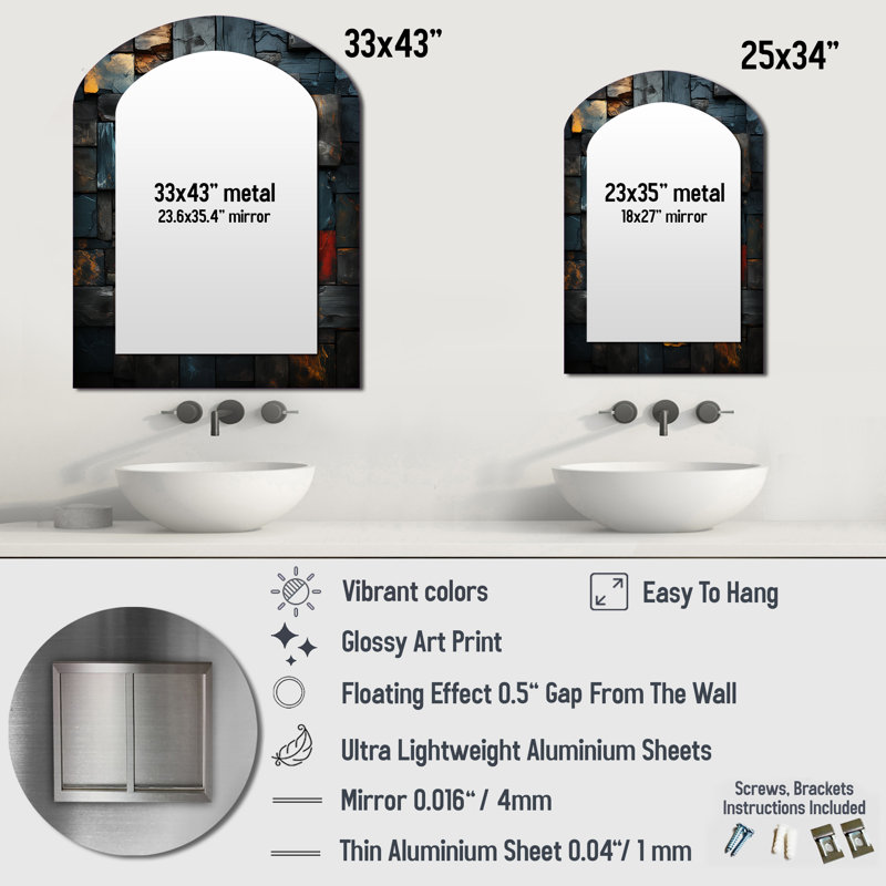 Miroir mural Grunk Gold Cubes, 34 po x 25 po