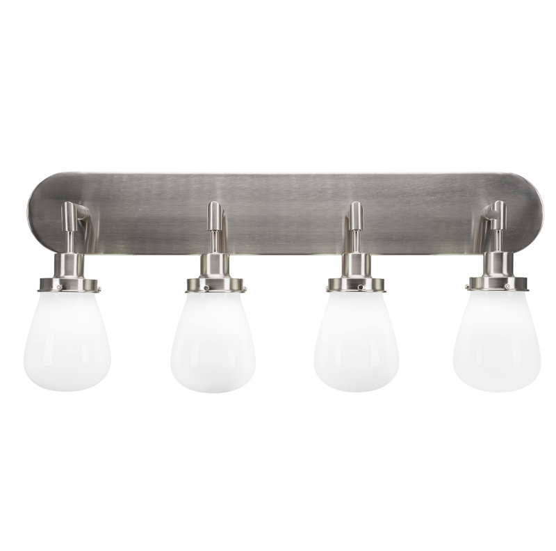 Elwell 4 Light Bath Bar Shown With 5" Glass, Chrome, White