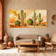 Cactus du désert, motif de cactus avec motifs géométriques, ensemble de 3 impressions sur toile-468060220