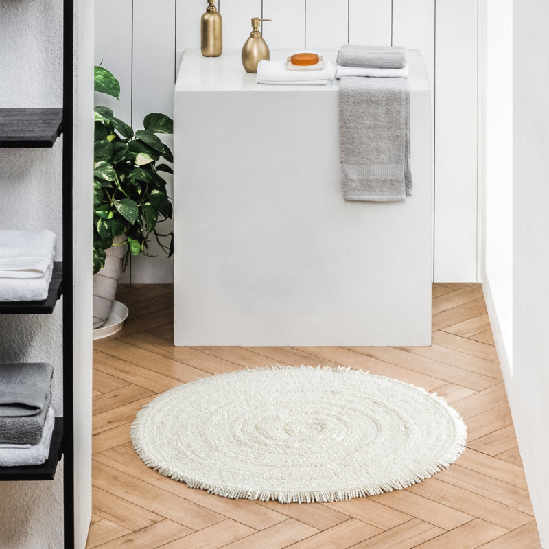 Raul Cotton Non-Slip Bath Mat, Ivory, 30"W x 30"L