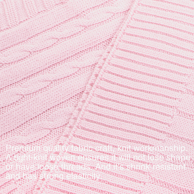 Jeté tricoté, jeté 100% pur coton, lavable à la machine, confortable - NTBAY, Rose pastel, L 90 po x l 68 po