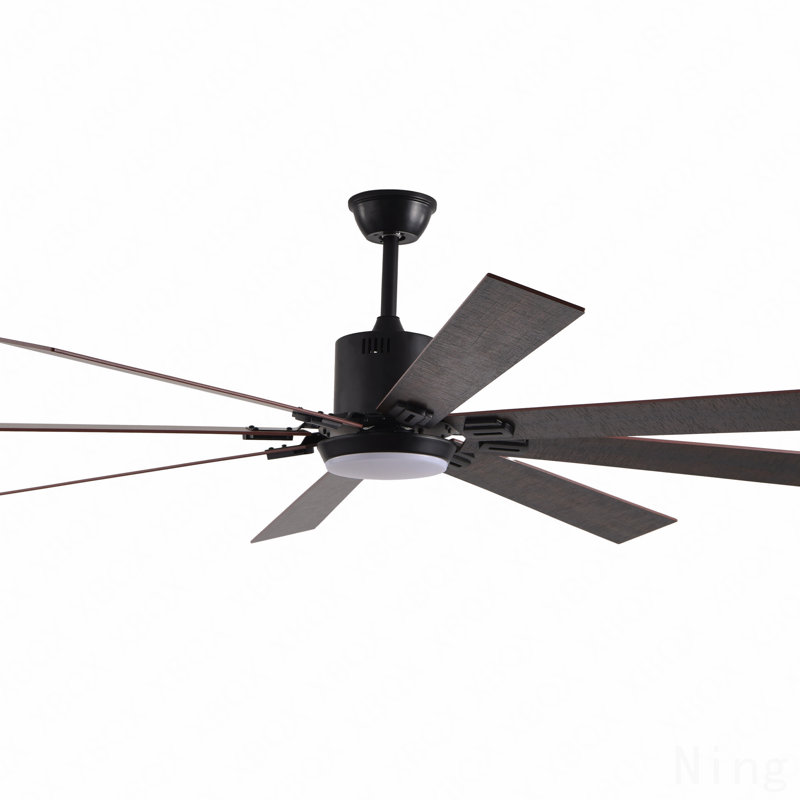 72" Walnut Led Ceiling Fan Light With 8 Wooden Blades, Remote Control, Adjustable Color Temperature For Living Room, Bedroom, Or Dining Room