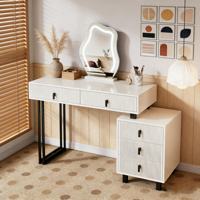 Adjustable-Length Vanity with Cloud LED Mirror