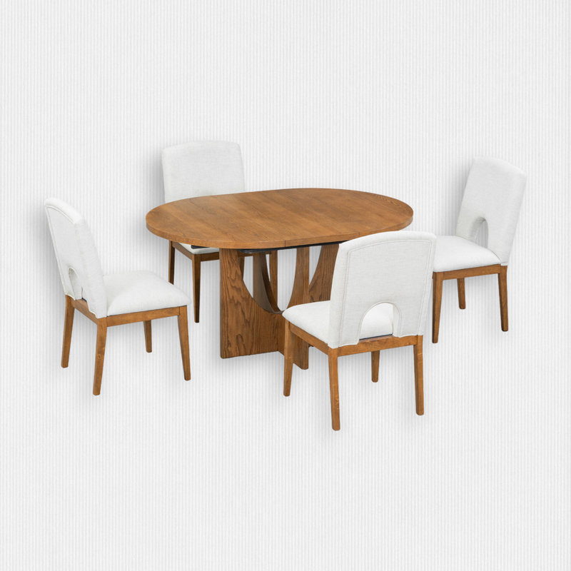 Ensemble de salle à manger extensible pour 4 personnes, Beige, Noyer