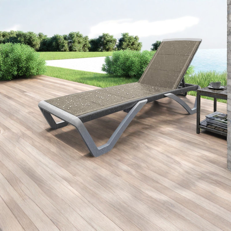 Chaises longues de patio modernes et ajustables avec table, portatives en aluminium pour piscine